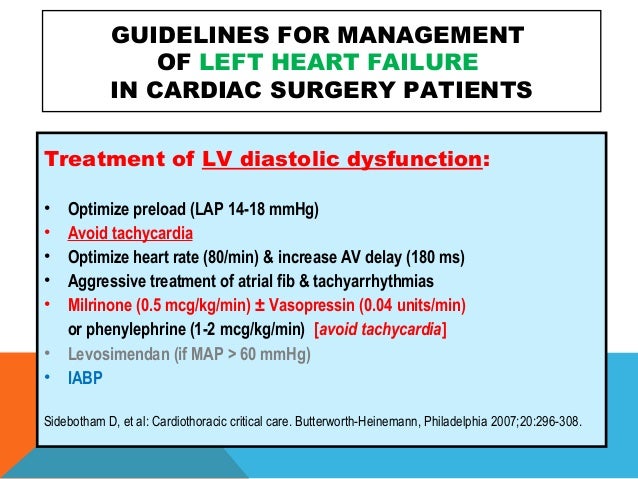 Management of left heart failure