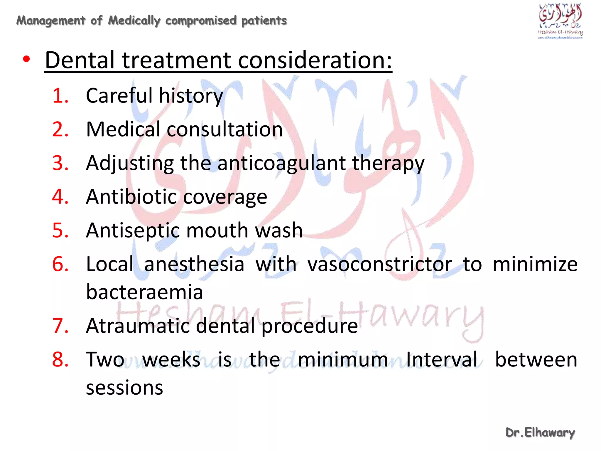 Management of medically compromised patients | PPTX