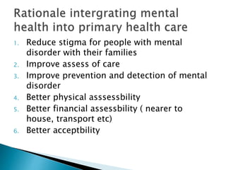 Management of mental health in primary care | PPTX