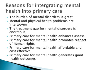 Management of mental health in primary care | PPTX