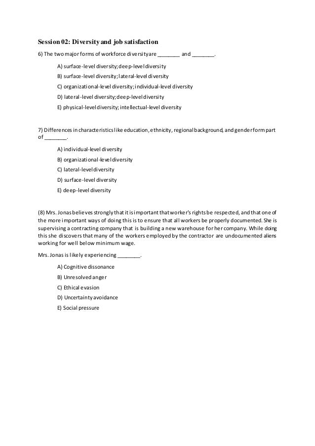 Attitudes and job satisfaction mcqs
