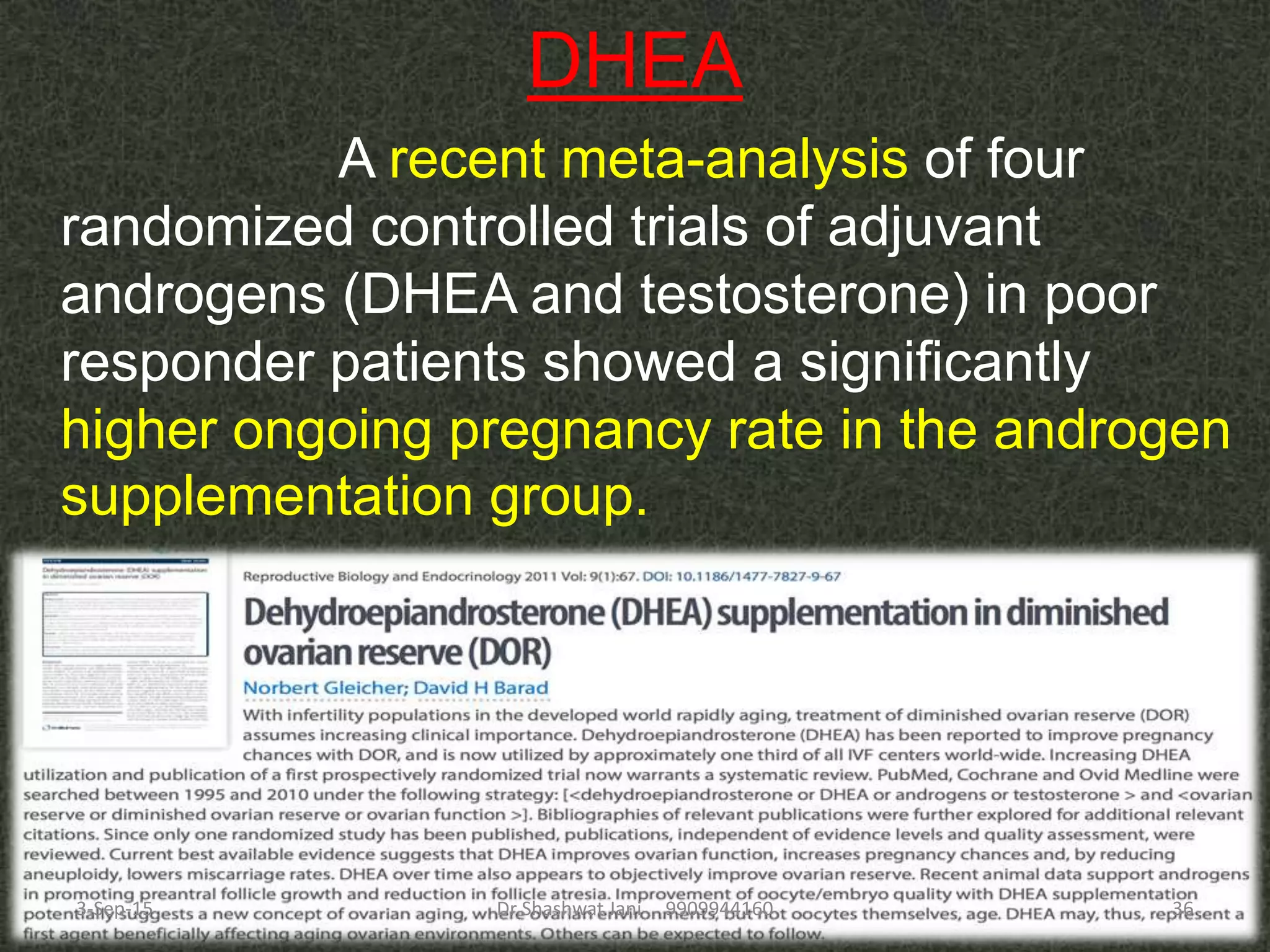 MANAGEMENT OF POOR RESPONDERS IN IVF BY DR SHASHWAT JANI PPT