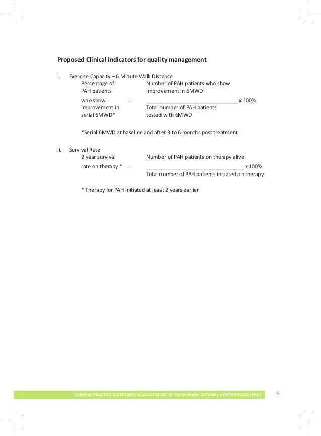 CPG Management of pulmonary arterial hypertension (pah)