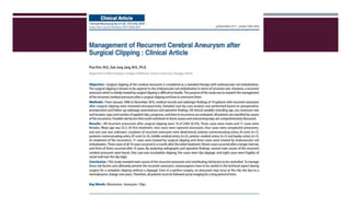 Management of Recurrent Cerebral Aneurysm after Surgical Clipping.pptx