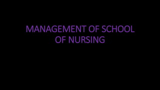 MANAGEMENT OF SCHOOL
OF NURSING
 