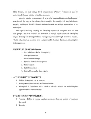 MANAGEMENT OF SELF HELP GROUPS | PDF