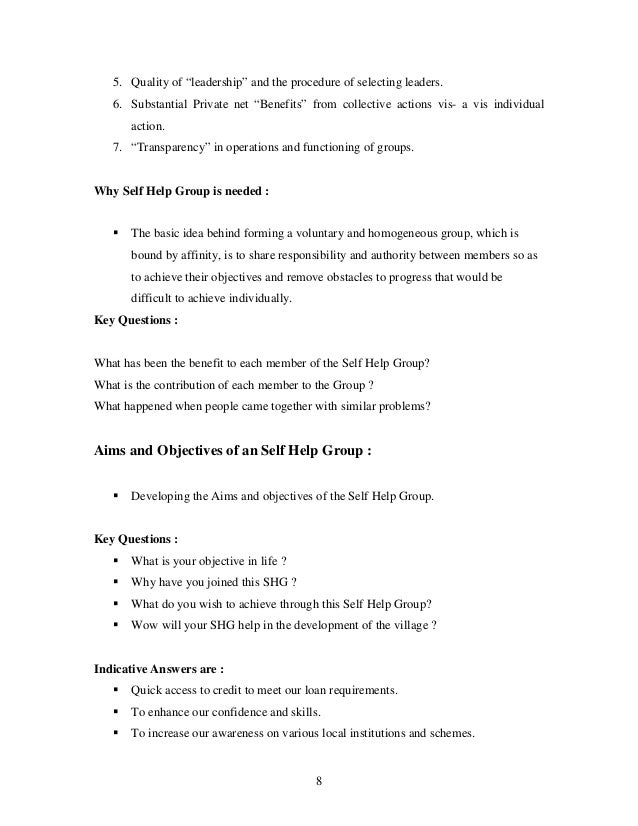 Self help group business plan