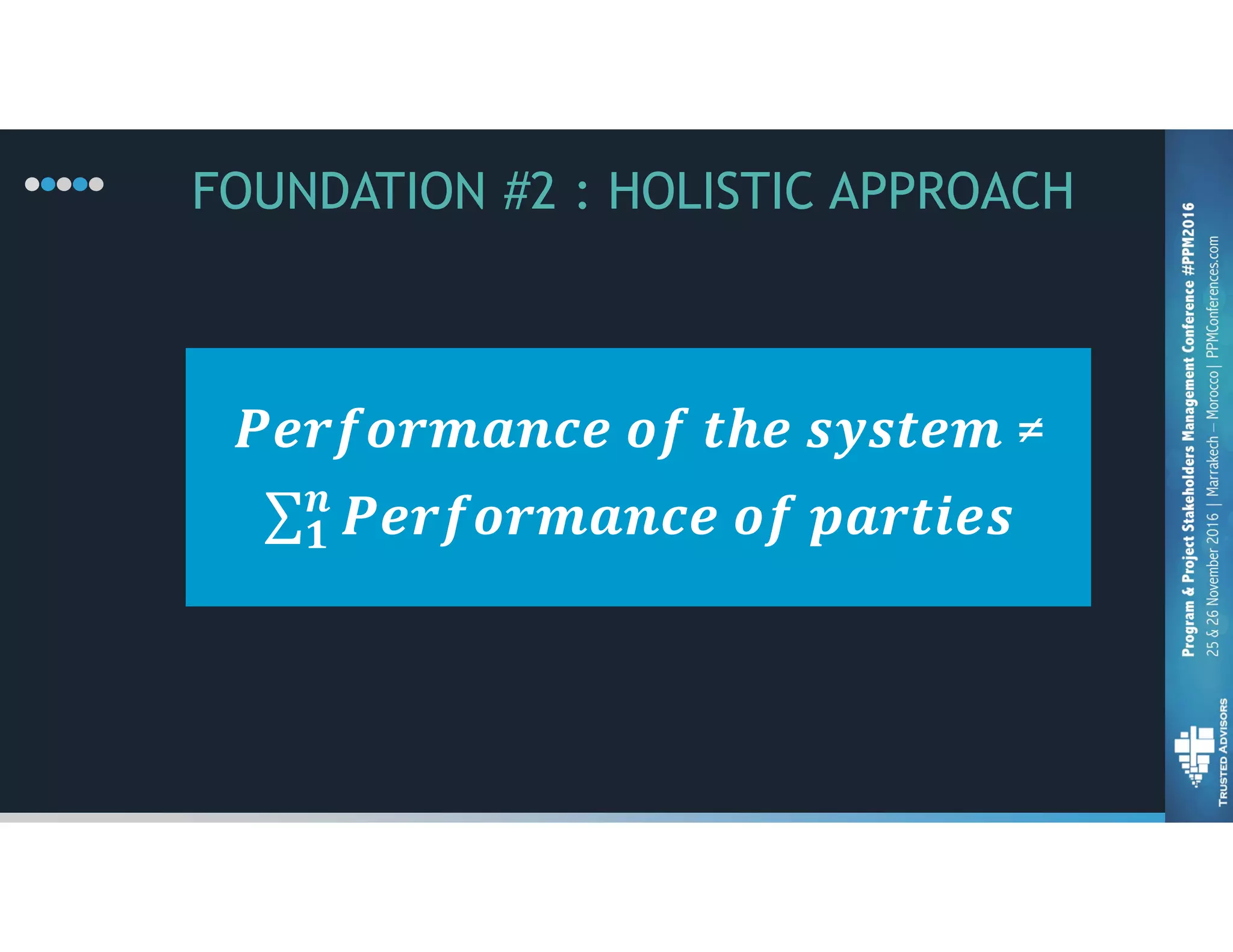 ≠
FOUNDATION #2 : HOLISTIC APPROACH
 