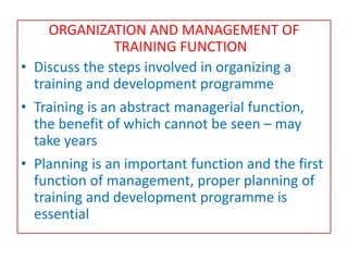 Management of training programme | PPTX | Human Resources | Business