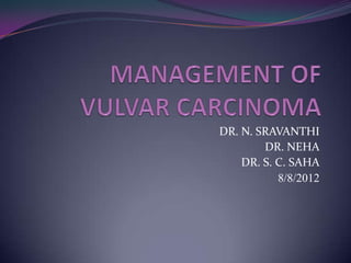 DR. N. SRAVANTHI
        DR. NEHA
    DR. S. C. SAHA
           8/8/2012
 
