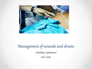 Management of wounds and drains
s.Sindhiya rajakumari
msc ii year
 