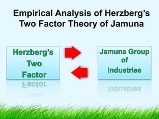 Empirical Analysis of Herzberg’s
Two Factor Theory of Jamuna
 