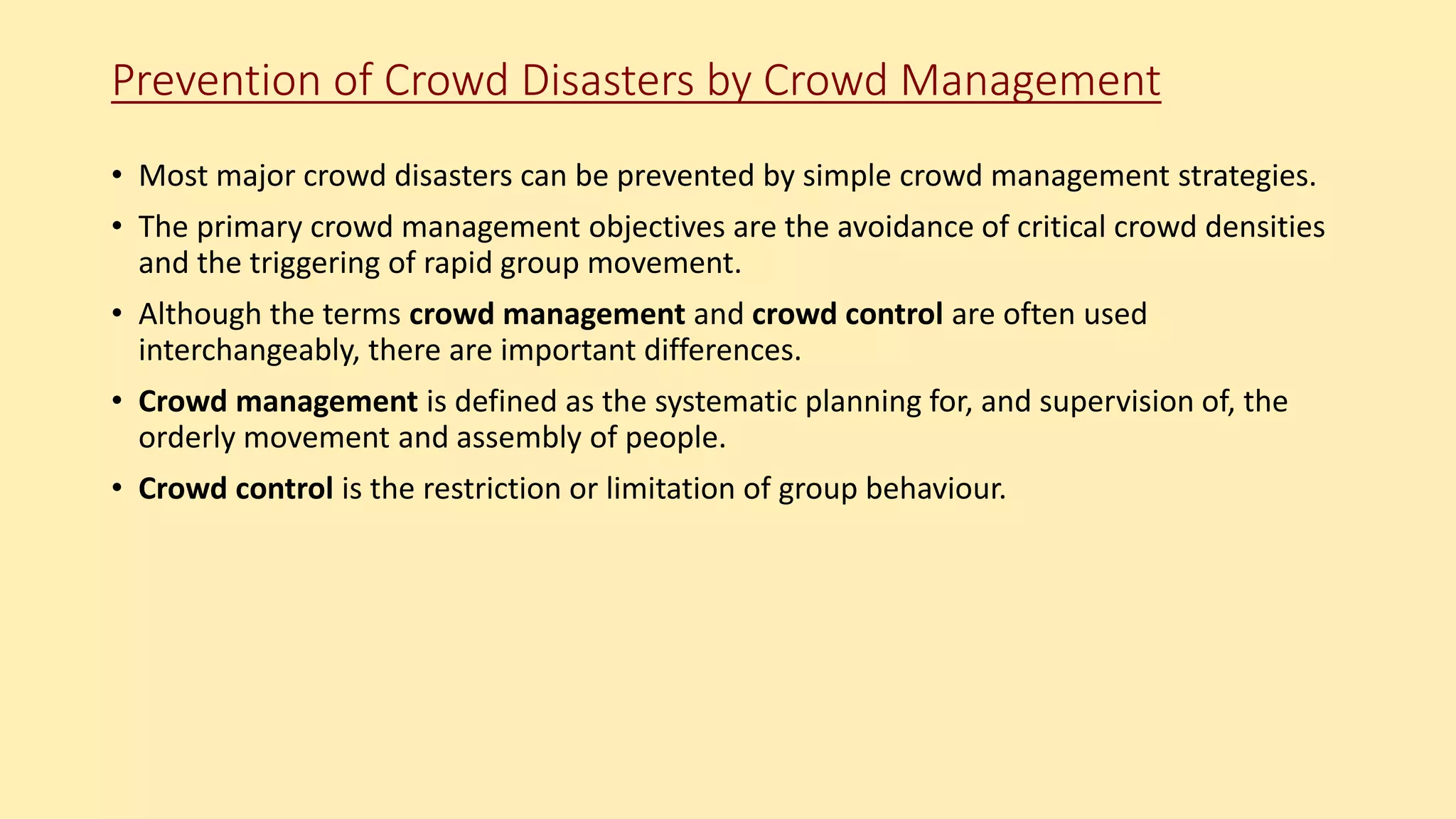 Management plan for crowd control | PPTX