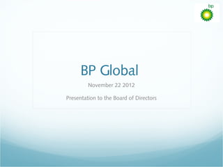 BP Global
         November 22 2012

Presentation to the Board of Directors
 