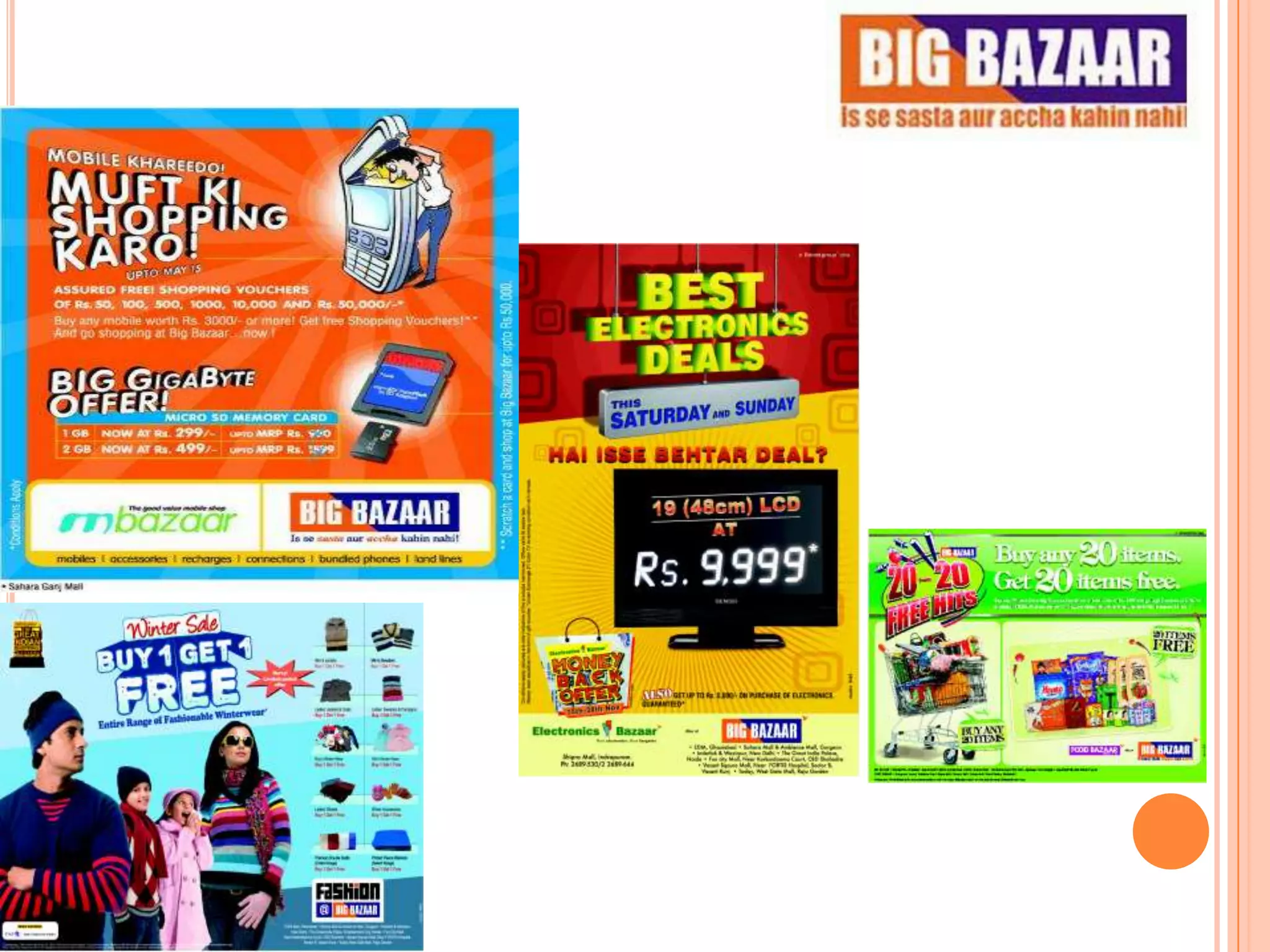 Type HypermarketFounded2001Headquarters Jogeshwari, MumbaiIndustry RetailProducts Department, Grocery storePromoter Kishore BiyaniParent Pantaloon Retail India Ltd.Punch line ‘Is se sasta aur accha kahin nahin’ Currently 83 outlets