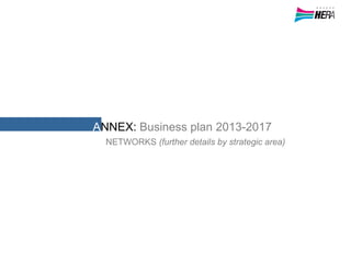 ANNEX: Business plan 2013-2017
NETWORKS (further details by strategic area)
 