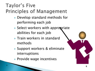 6 
 Develop standard methods for 
performing each job 
 Select workers with appropriate 
abilities for each job 
 Train workers in standard 
methods 
 Support workers & eliminate 
interruptions 
 Provide wage incentives 
C 
 