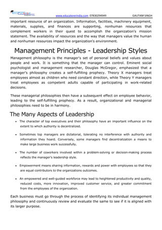 Management principles 