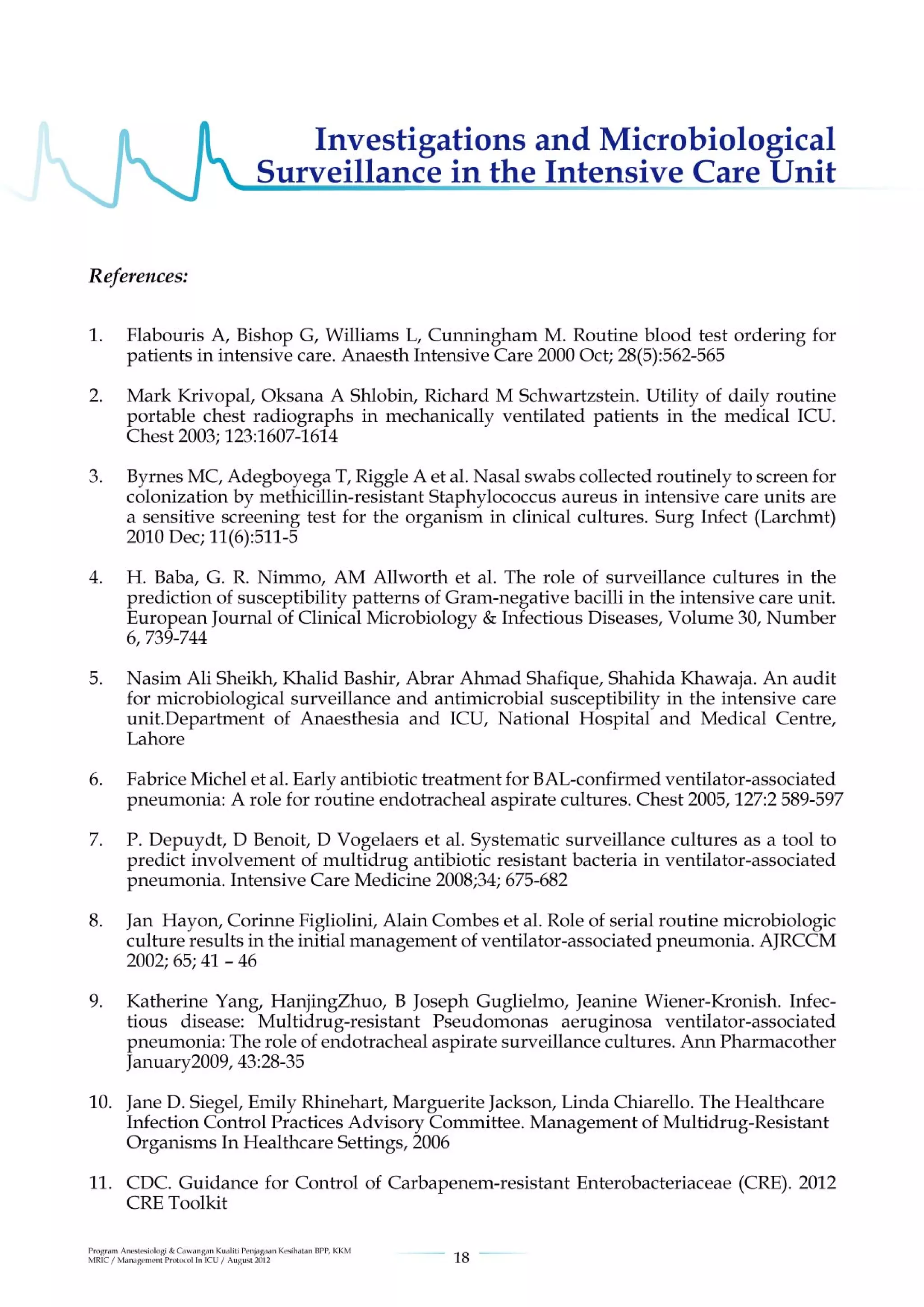 Management protools in icu