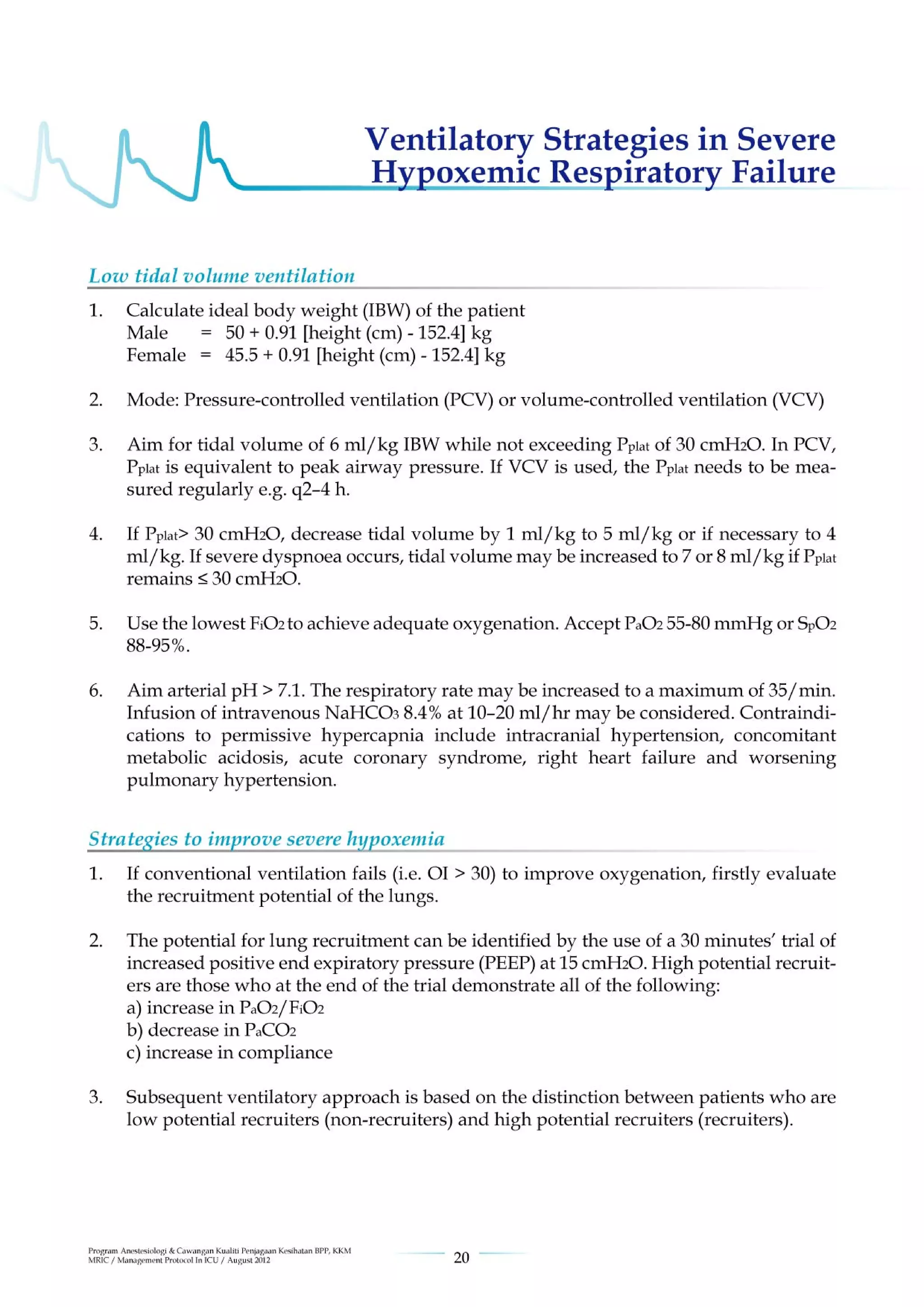 Management protools in icu