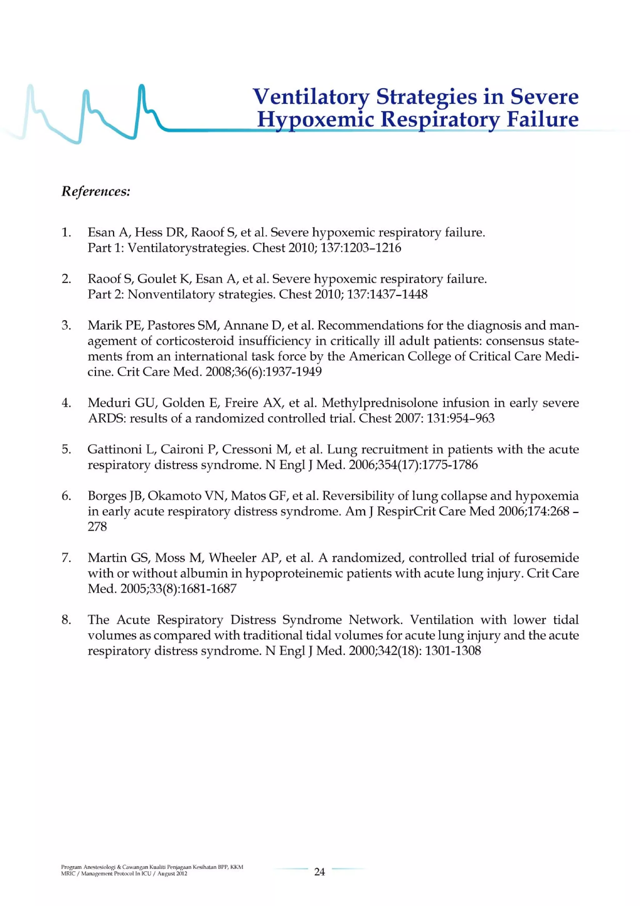 Management protools in icu