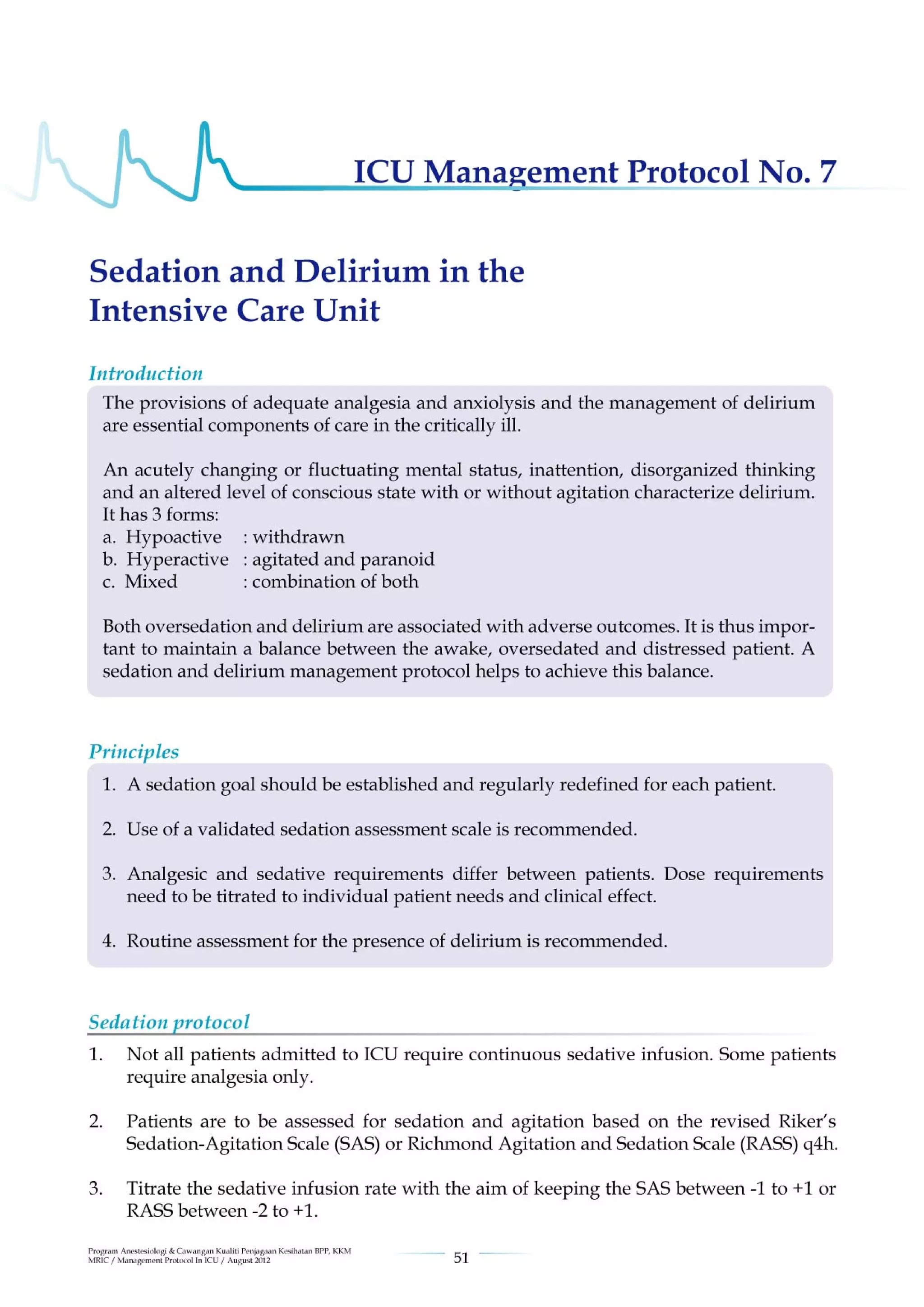 Management protools in icu