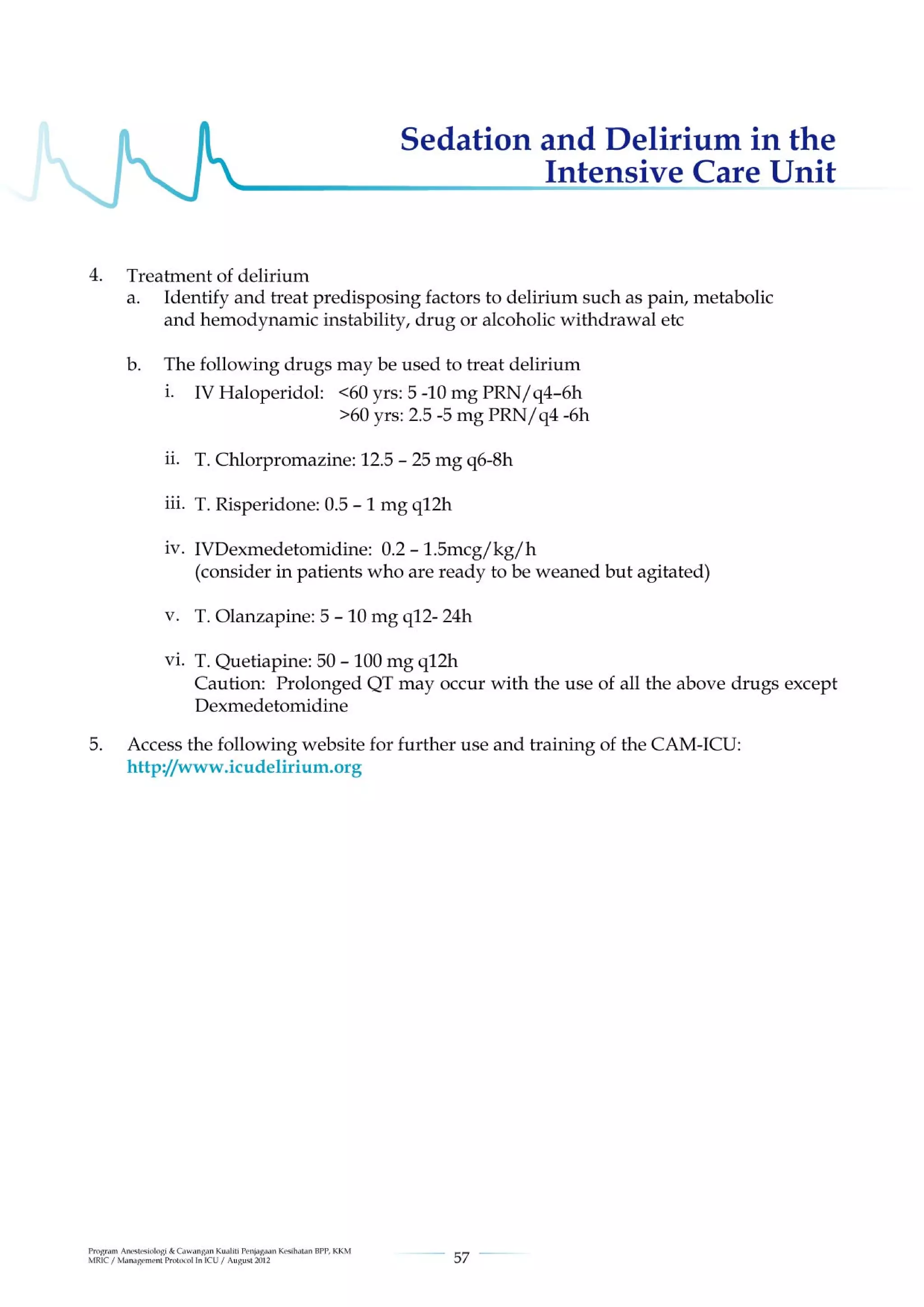 Management protools in icu