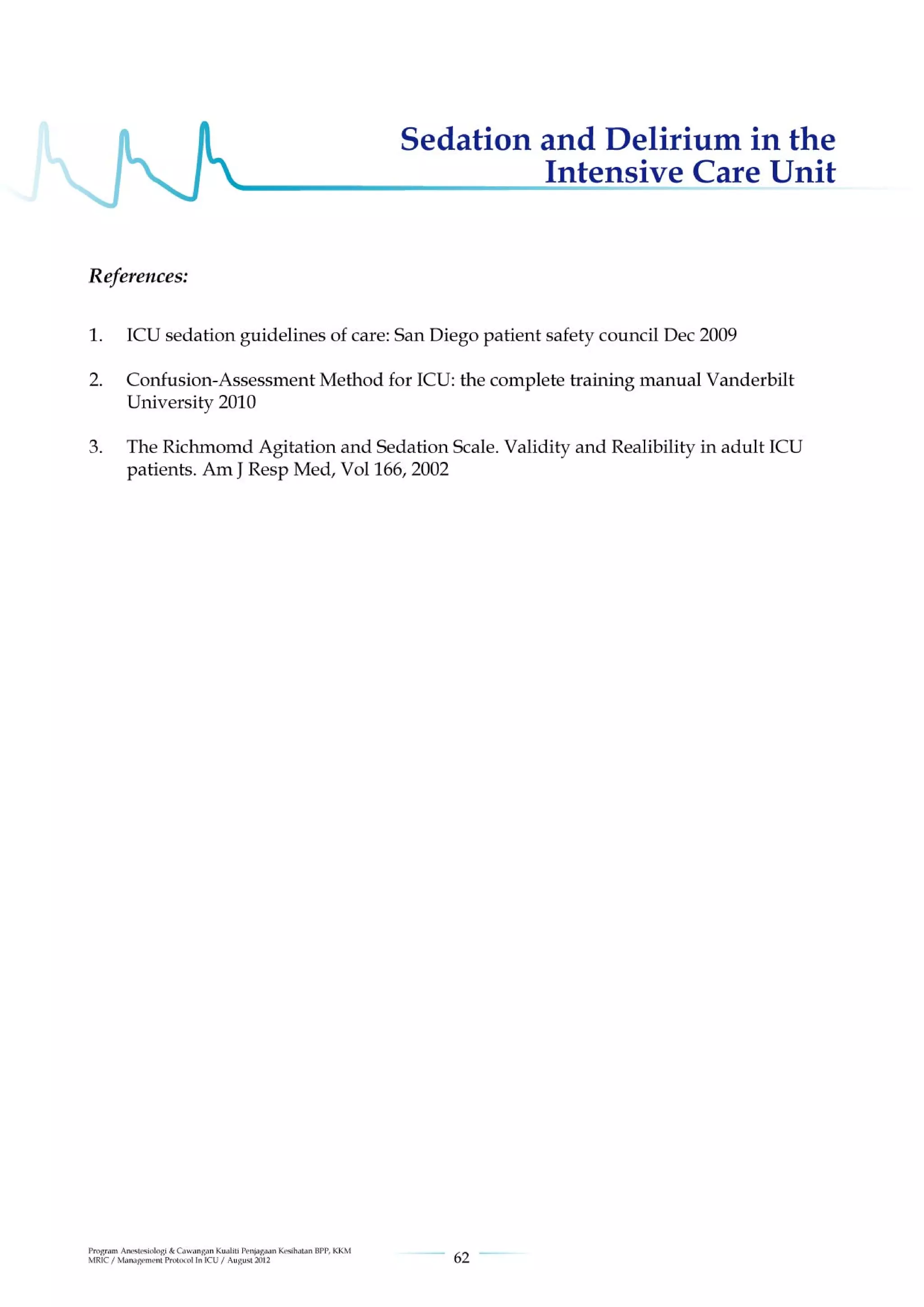 Management protools in icu