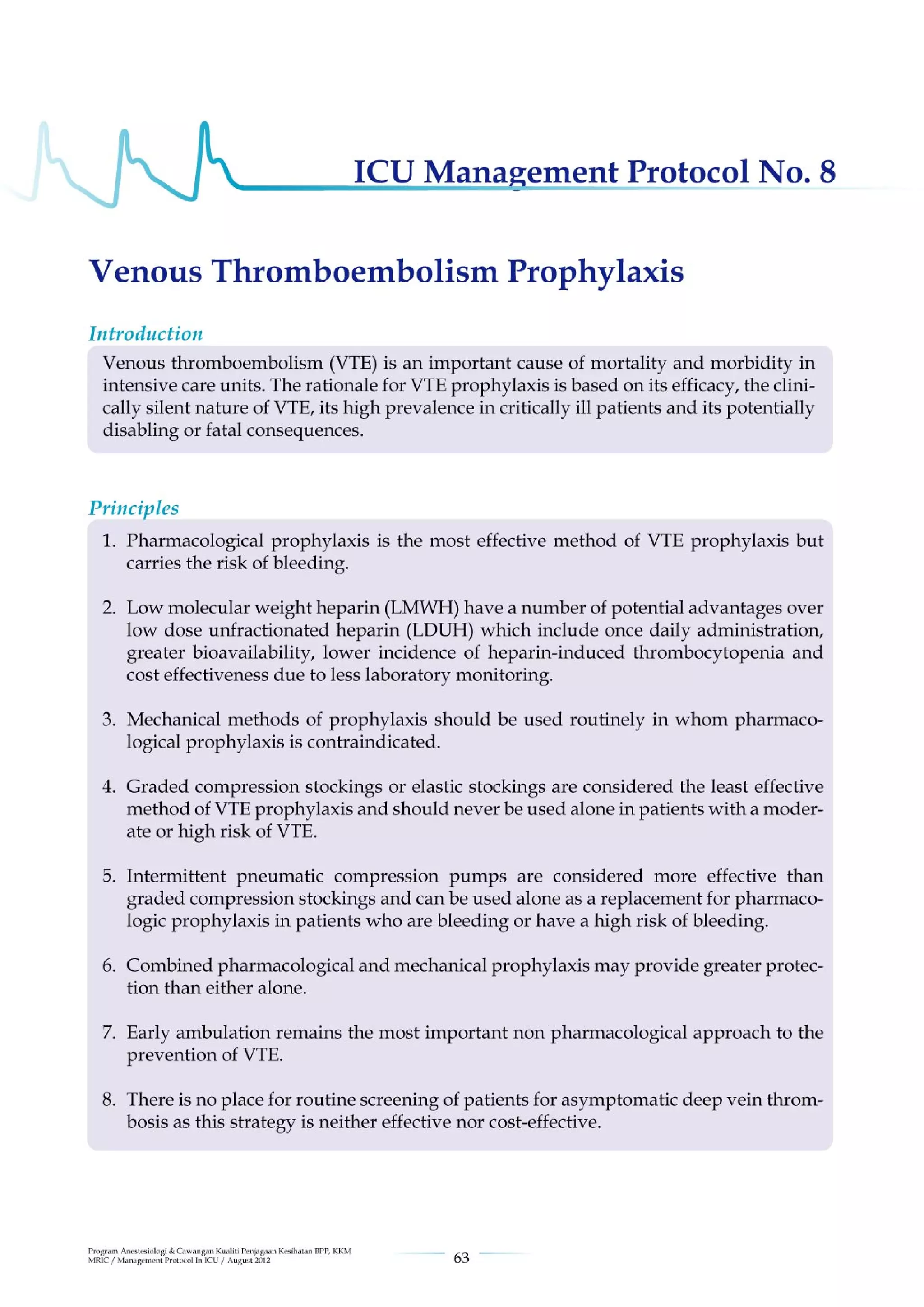 Management protools in icu