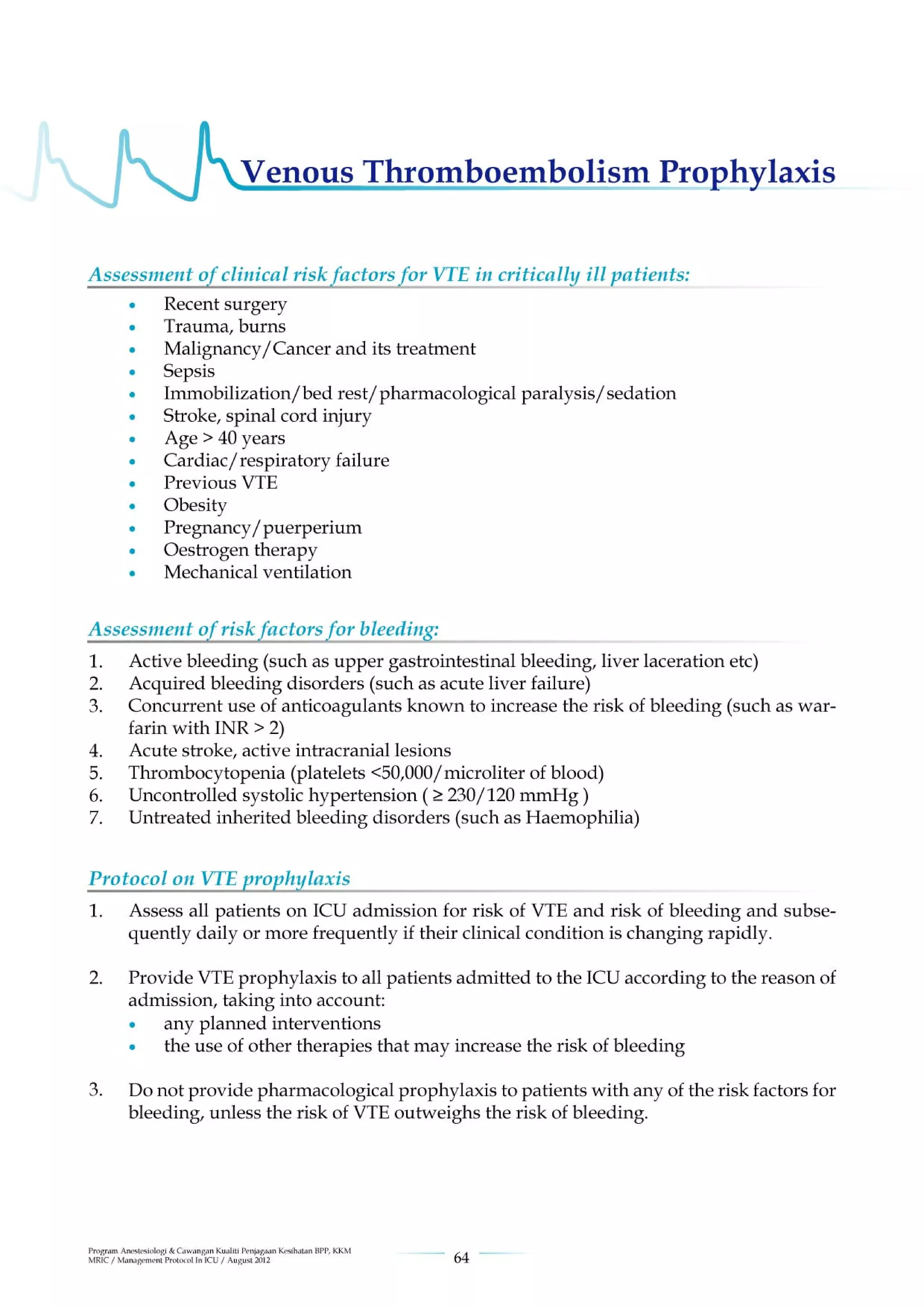 Management protools in icu