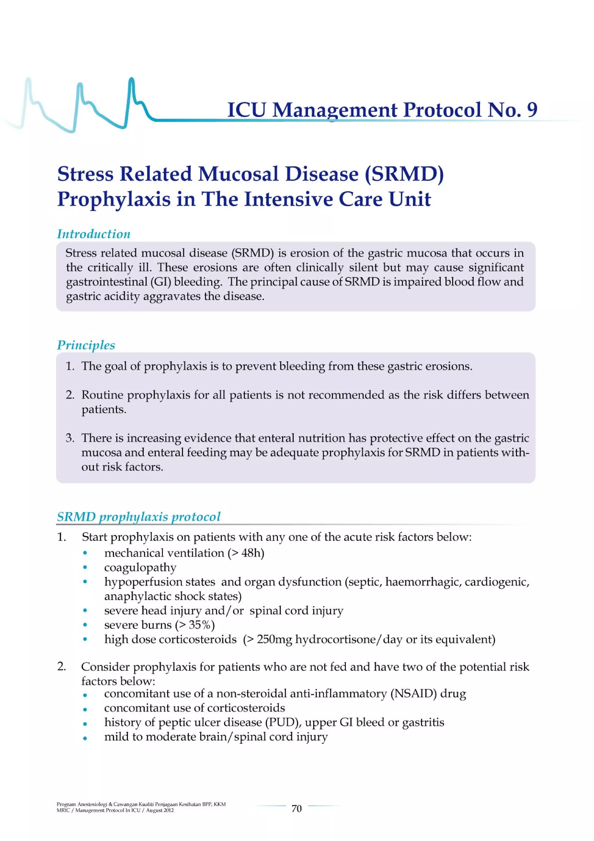 Management protools in icu