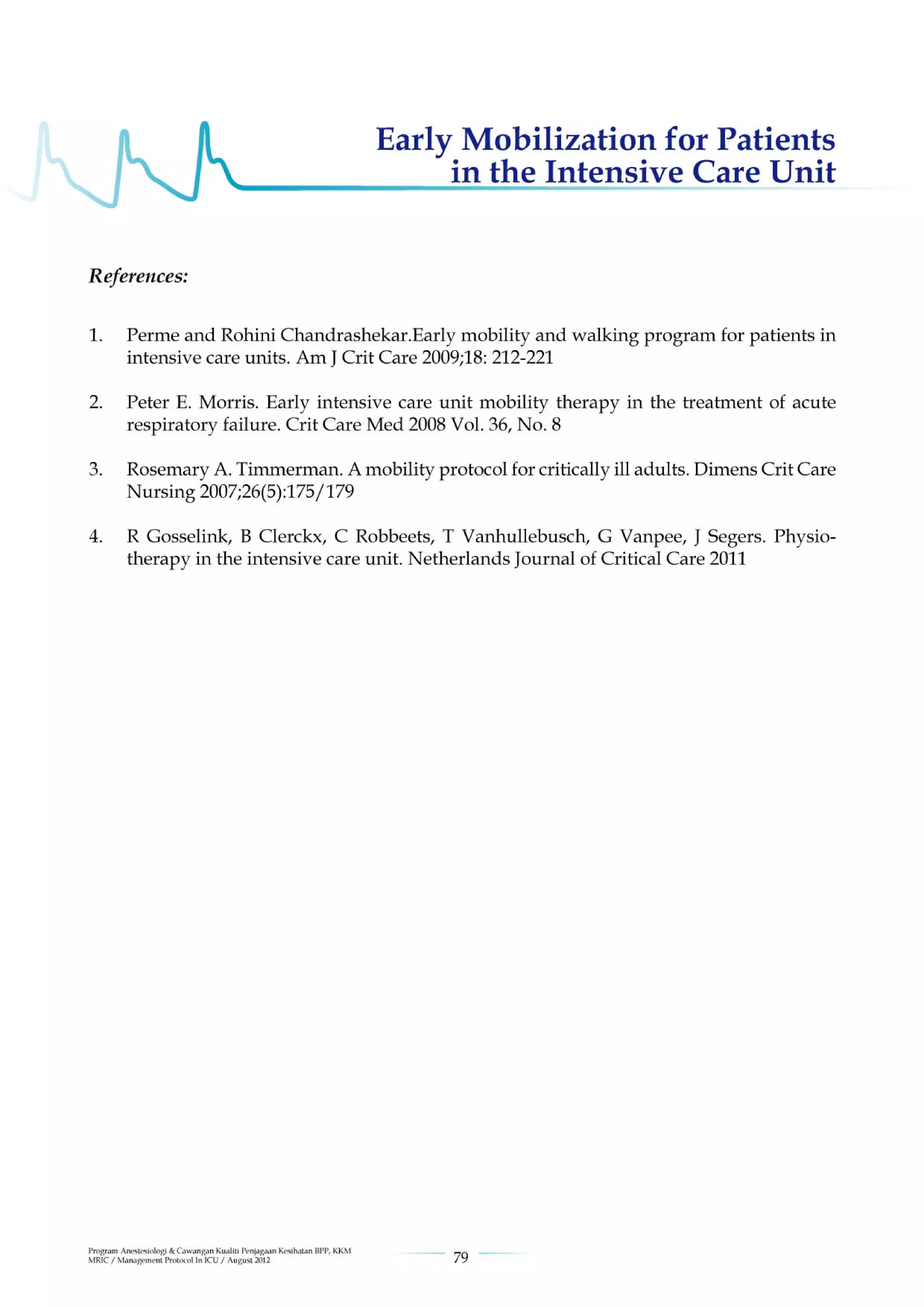 Management protools in icu