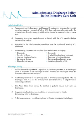 Management protools in icu