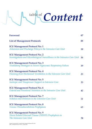 Management protools in icu