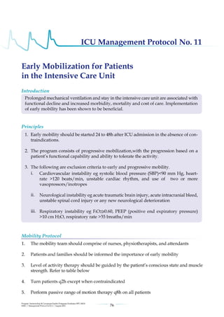 Management protools in icu