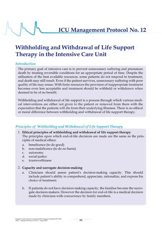 Management protools in icu