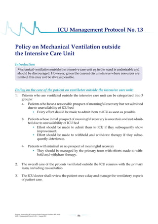 Management protools in icu