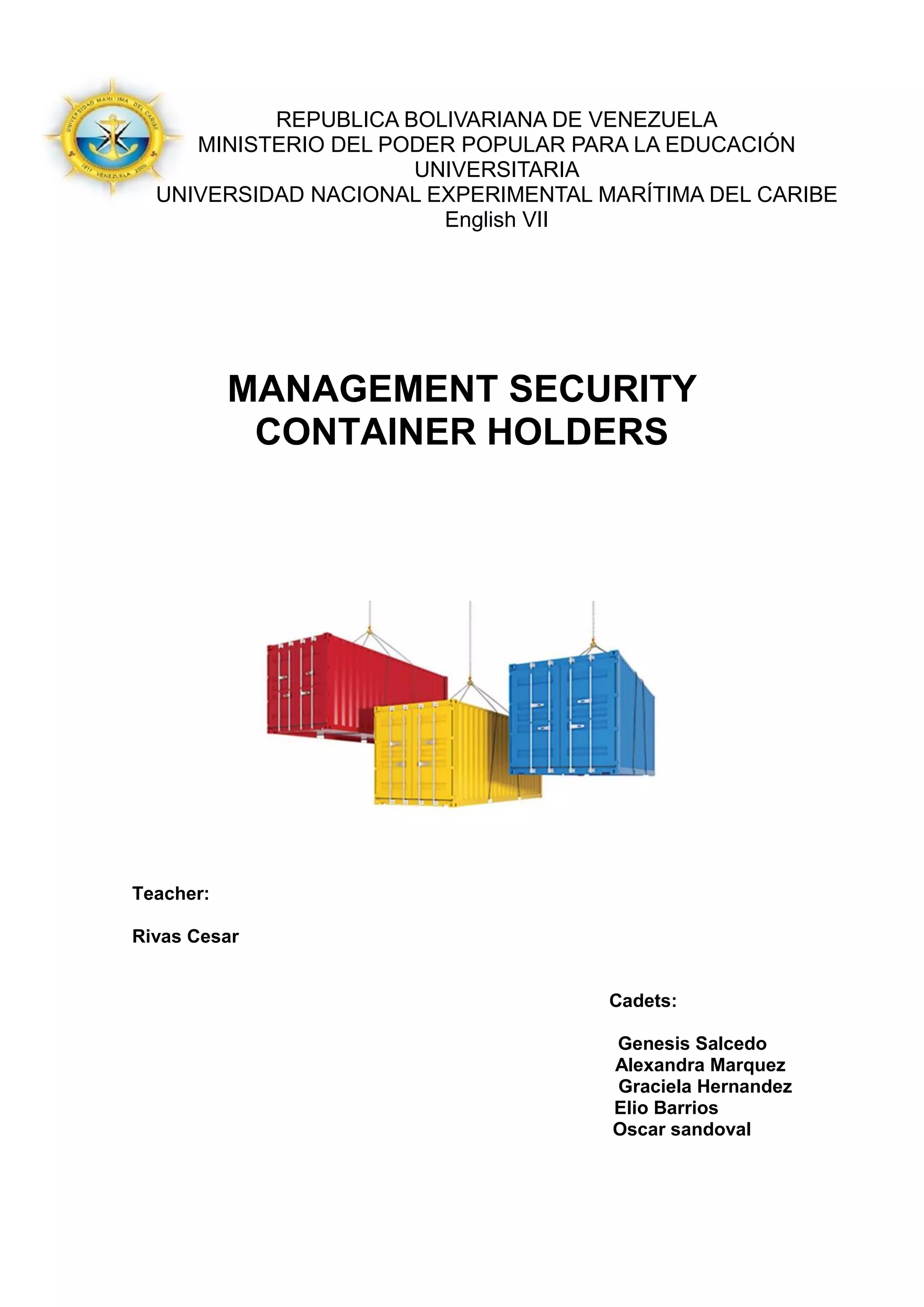 Management security container holders word | PDF