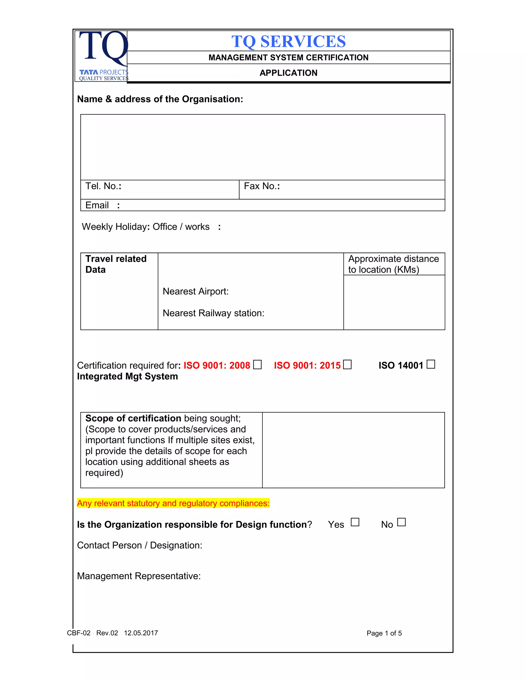 Management System Certification Application Pdf