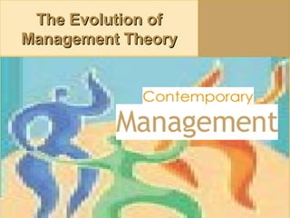 The Evolution ofThe Evolution of
Management TheoryManagement Theory
 