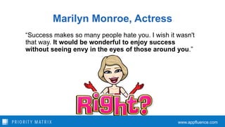 Marilyn Monroe, Actress
“Success makes so many people hate you. I wish it wasn't
that way. It would be wonderful to enjoy ...