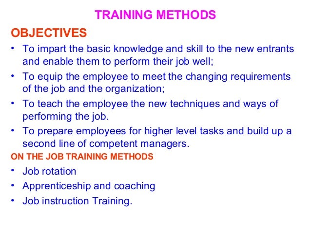 management training development on job training objectives