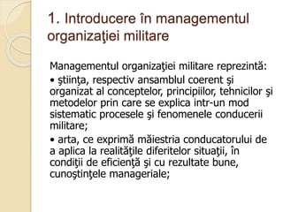 Managementul oraganizaţiei militare