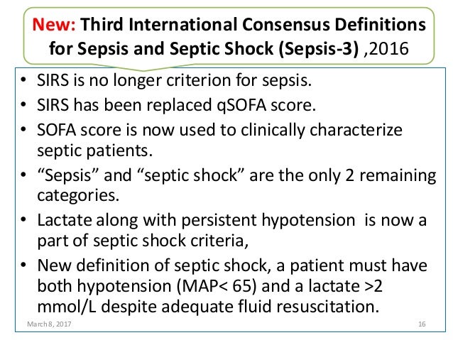 Managemet of sepsis and septic shock
