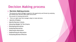 Management Chapter no 7 Managers As Decision Makers. | PPTX