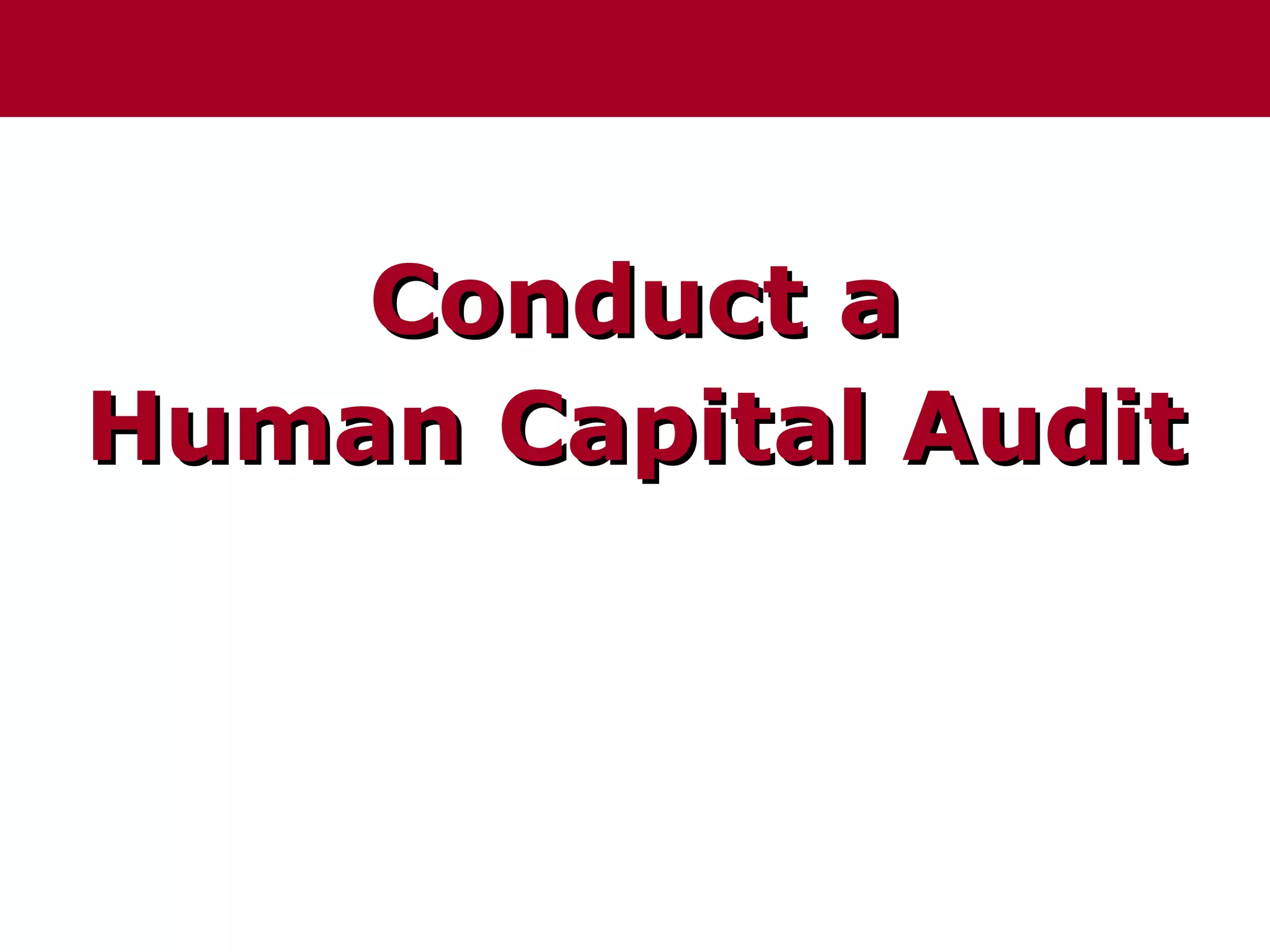Conduct a
Human Capital Audit
 