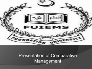 Presentation of Comparative
Management
 