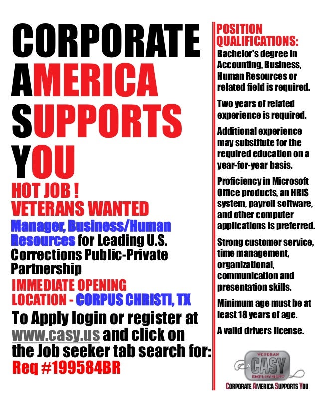 HOT JOB Corpus Christi, TX, Manager, Business/Human Resources