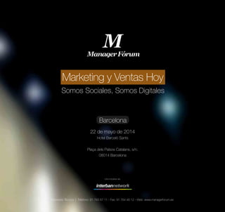 Agenda e invitación Manager Fórum Marketing y Ventas - Barcelona 2014