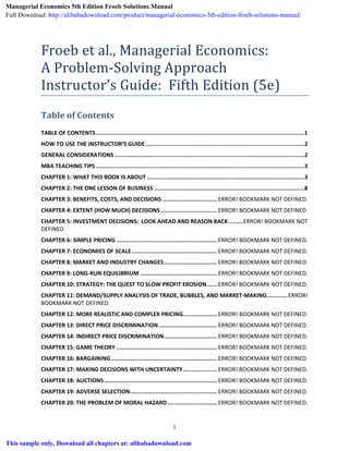 managerial economics a problem solving approach froeb pdf
